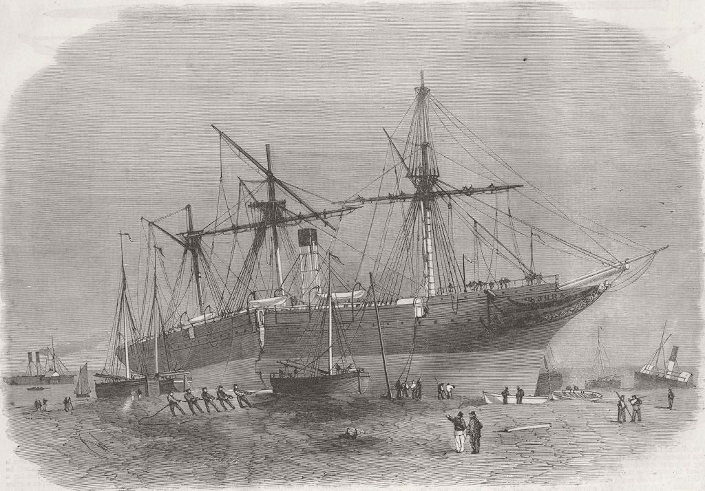 LANCS. Jura wreck, Crosby Point, Liverpool 1864 old antique print picture